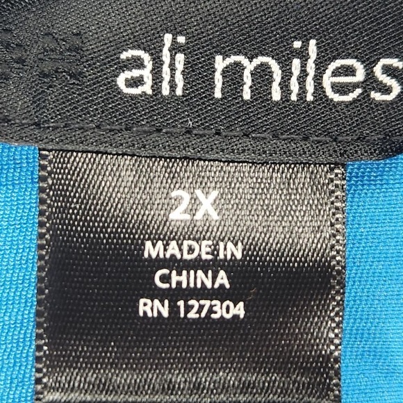 Ali Miles Shimmer Blue Collared‎ Button Front Jacket Career Work Office 2X Plus - Picture 4 of 10